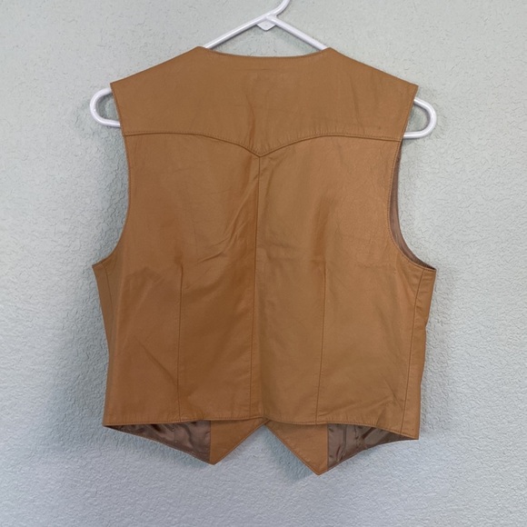 Vintage Children’s Tan leather vest size 10/12 - Picture 4 of 7